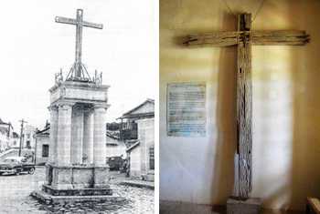 Cruz do Anhanguera no local que permaneceu por 83 anos e hoje no Museu das Bandeiras.